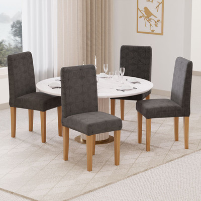 lukzer Jacquard 1 Seater Chair Plain Cover(Pack of 4 Pastel Dark Grey Starlight)