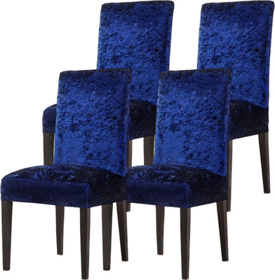 Aranaya Decore Velvet 1 Seater Chair Plain Cover(Pack of 4 Royal Blue)