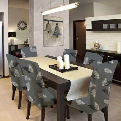 Akshara Loomtex Polyester 1 Seater Chair Floral Cover(Pack of 6 Grey)