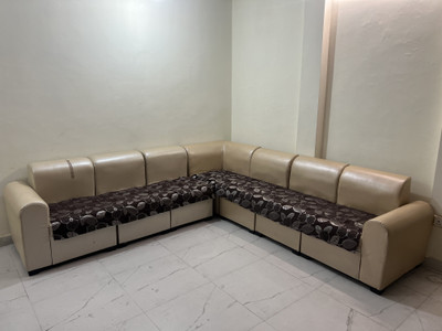 KINGLY Velvet 3+2 Seater L-Shape Sofa Plain Cover(Pack of 2 Brown Flwr)