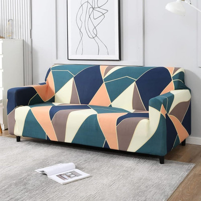 TURIYA Polyester 3 Seater Sofa Abstract Cover(Pack of 1 Elastic Stretchable Fully Covered Sofa cover for 2 and 3 seater sofa,Multicolor)