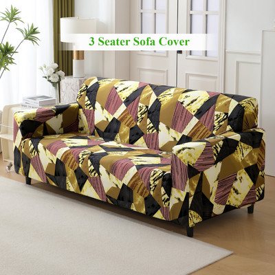 HOKiPO Polyester Abstract 3 Seater Sofa Cover(Multicolor Pack of 1)