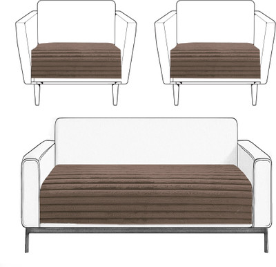 Flooring India Polyester Striped 3+1+1 Seater Sofa Cover(Cocoa Pack of 1)