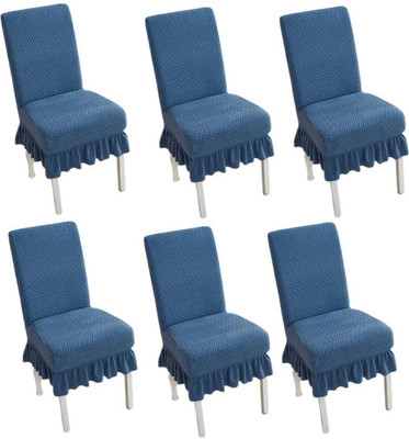 vinsano Jacquard 1 Seater Chair Plain Cover(Pack of 6 navy blue)