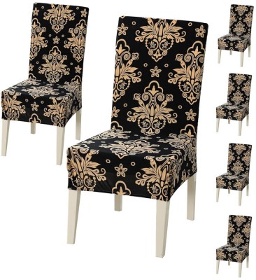 Gouri Polycotton Floral Chair Cover(Brown Pack of 6)