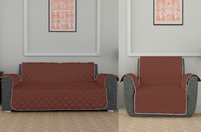 KUBER INDUSTRIES Polyester 3+1+1 Seater Sofa Plain Cover(Pack of 2 Brown, Grey)