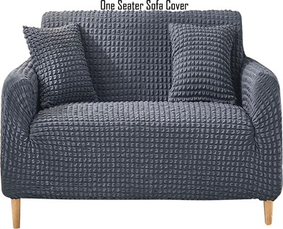 Magic Cover Polyester 3 Seater Sofa Embroidered Cover(Pack of 1 Grey)