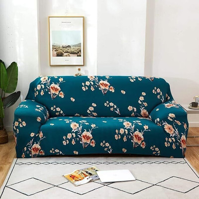 TONY STARK Polycotton Floral 2 Seater Sofa Cover(BLUE Pack of 1)