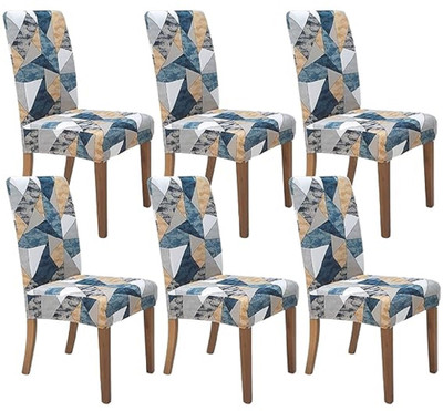 TURIYA Polycotton, Synthetic 1 Seater Chair Floral Cover(Pack of 6 Silver, Blue, Orange)