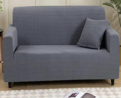 lukzer Jacquard Checkered 2 Seater Sofa Cover(Textured Grey Box Pattern Pack of 1)