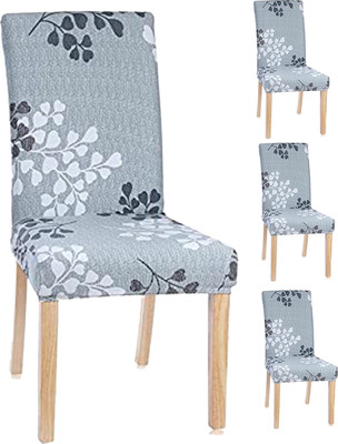 Magic Cover Polyester Abstract 1 Seater Chair Cover(Blue Pack of 4)