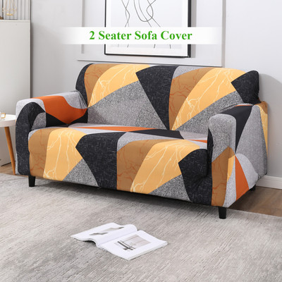 HOKiPO Polyester Geometric 2 Seater Sofa Cover(Multicolor Pack of 1)