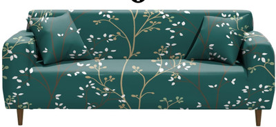 TURIYA Polyester, Polycotton Floral 3 Seater Sofa Cover(Green Pack of 1)