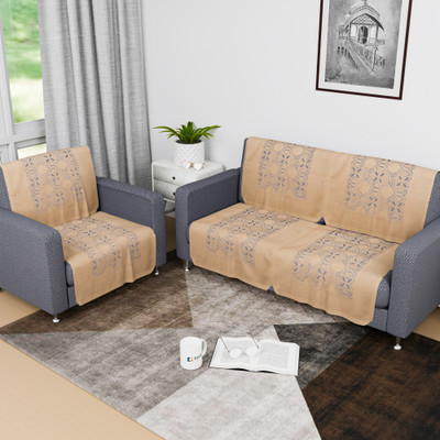 KUBER INDUSTRIES Cotton 3 Seater Sofa Floral Cover(Pack of 6 Gold)