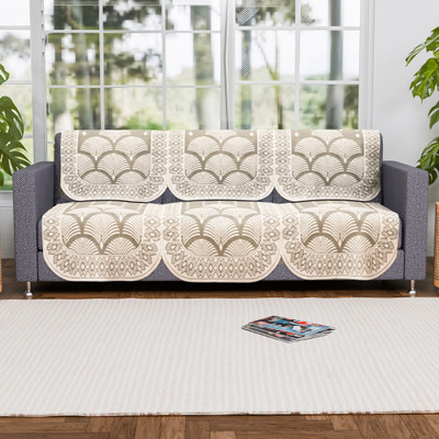 KUBER INDUSTRIES Cotton Geometric 3 Seater Sofa Cover(Yellow Pack of 6)