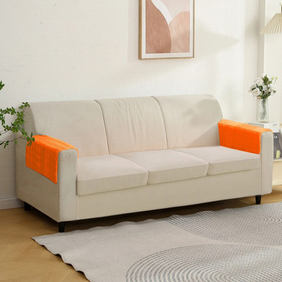 HOKiPO Fleece 3 Seater Sofa Plain Cover(Pack of 2 Orange)