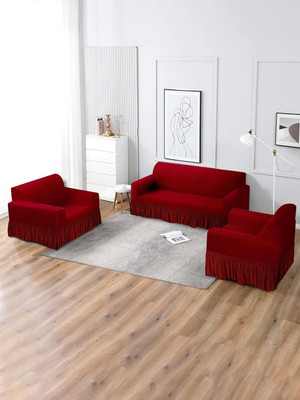 Flipkart SmartBuy Polyester Floral 3+1+1 Seater Sofa Cover(Maroon Pack of 3)