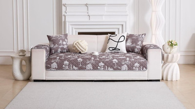 Home Cloud Cotton 1 Seater Sofa Floral Cover(Pack of 1 Grey)