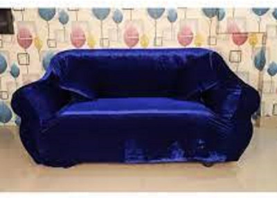 TURIYA Velvet, Polyester 3 Seater Sofa Plain Cover(Pack of 1 Blue)