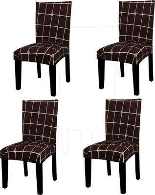 Magic Cover Polyester Geometric Chair Cover(Maroon Pack of 4)