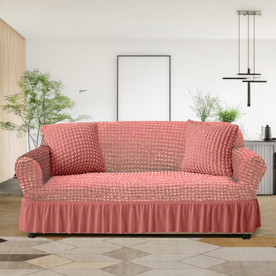 Flipkart SmartBuy Polyester Plain 2 Seater Sofa Cover(Pink Pack of 1)