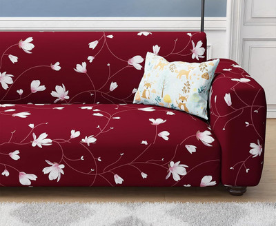DECORWELL Polyester 3 Seater Sofa Floral Cover(Pack of 1 Red)