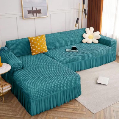 Magic Cover Polyester Plain Sofa Cover(Teal Pack of 1)