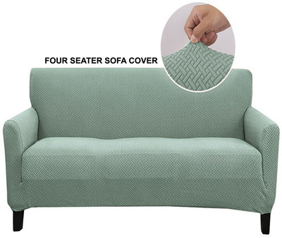 HOUSE OF QUIRK Jacquard Plain 4 Seater Sofa Cover(Green Pack of 1)