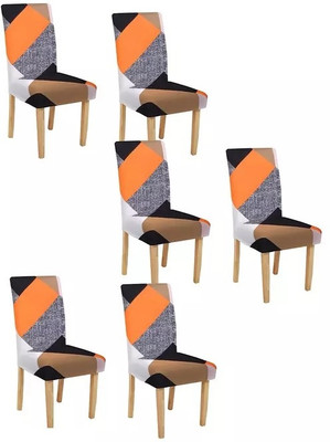 PawanSutra Polycotton 1 Seater Chair Abstract Cover(Pack of 6 Orange)