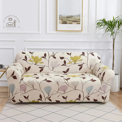 Jai krishna Polycotton 3 Seater Sofa Floral Cover(Pack of 1 Beige, Brown)