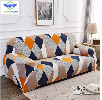 EASTTARDOMM Polyester Abstract 3 Seater Sofa Cover(Stunning Look 3 Seater Elastic Fitted Sofa Cover Multi-Color Pack of 1)