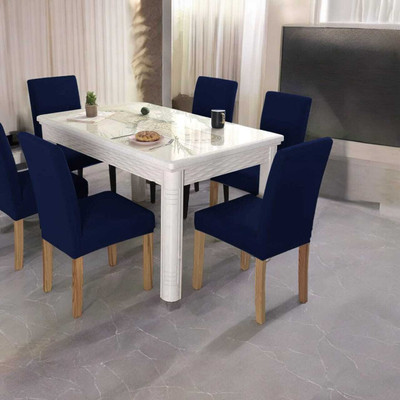 Pinkleaf Polycotton 6 Seater Chair Plain Cover(Pack of 6 Blue)