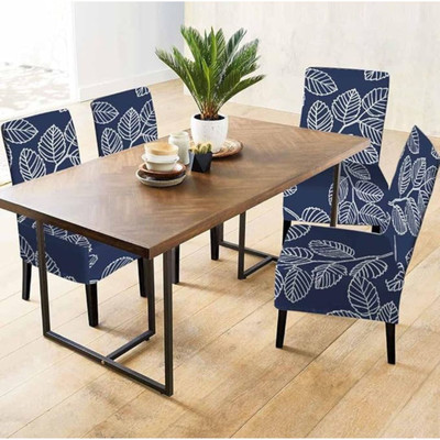 Stuff N' Fluff Polyester Abstract 6 Seater Chair Cover(Blue Pack of 6)