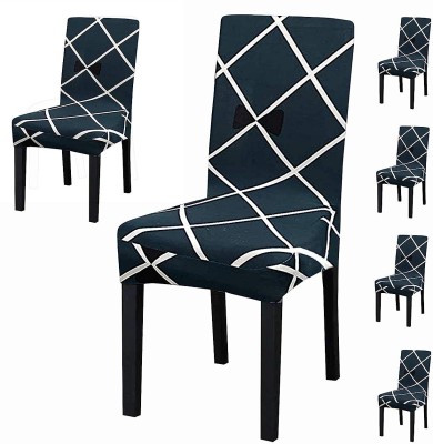 shringoori creations Polycotton Geometric Chair Cover(blue Pack of 8)