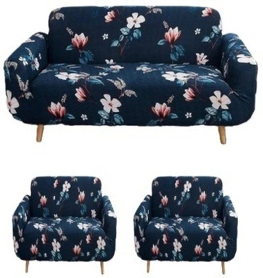 DEEJAY Polycotton 3+1+1 Seater Sofa Floral Cover(Pack of 3 Blue)