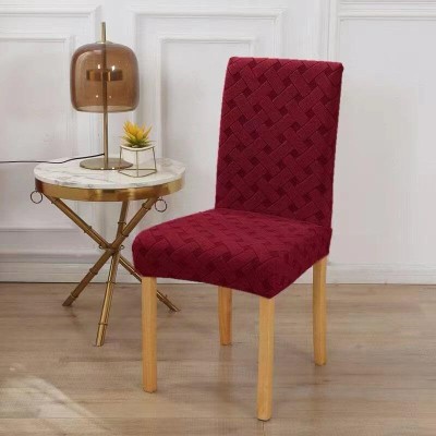 Casanest Polycotton Geometric Chair Cover(Maroon Pack of 4)