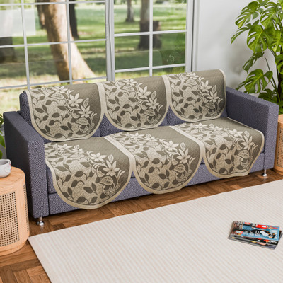 KUBER INDUSTRIES Cotton Geometric 3 Seater Sofa Cover(Yellow Pack of 6)