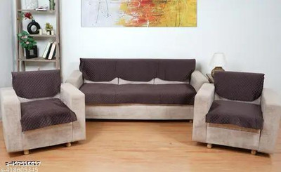 rt textile Velvet 10 Seater Sofa Checkered Cover(Pack of 10 COFFEE)