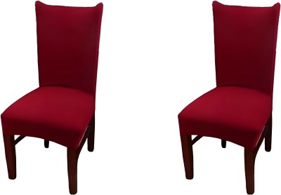 CLASSICCHARM Polyester Plain Chair Cover(Red Pack of 2)