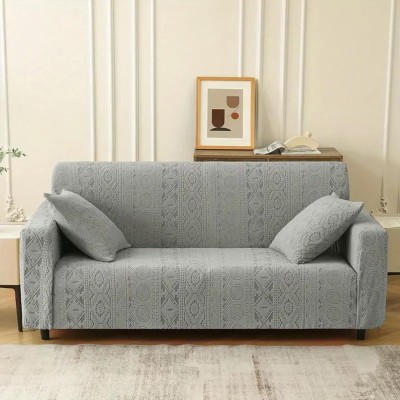 lukzer Jacquard Abstract Sofa Cover(1 Seater Sofa cover (1 Seater/Pastel Grey Tribal SC-072-01) Pack of 1)