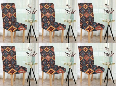 fabzi Polyester Geometric Chair Cover(Multicolor Pack of 6)