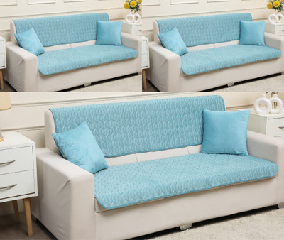 Fashion Throw Velvet 3+2+2 Seater Sofa Geometric Cover(Pack of 6 Turquoise)