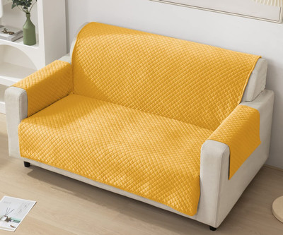 Fashion Throw Velvet 2 Seater Sofa Geometric Cover(Pack of 1 Yellow)
