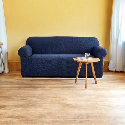 DFH Polyester Plain 3 Seater Sofa Cover(Blue Pack of 1)