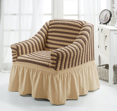 Multitex Polyester Plain 1 Seater Sofa Cover(Cream Pack of 1)