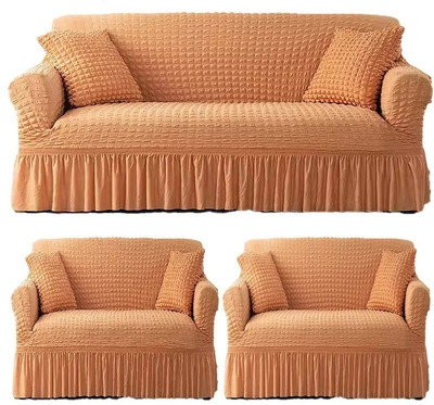 DEEJAY Polycotton Plain 3+1+1 Seater Sofa Cover(Beige Pack of 3)