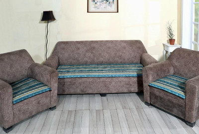 TRENDECOR Velvet, Cotton 3 Seater Sofa Damask Cover(Pack of 1 Blue, Green, Orange, Grey)