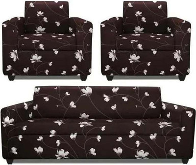 Lakhdata Polycotton Floral 3+1+1 Seater Sofa Cover(Brown Pack of 3)