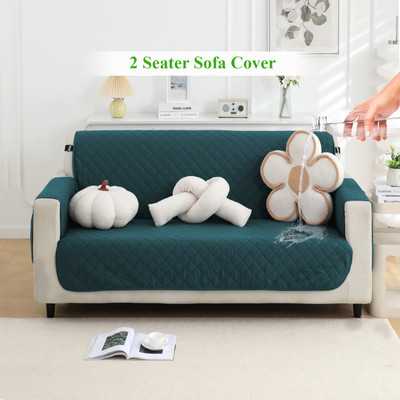 HOKiPO Polyester 2 Seater Sofa Plain Cover(Pack of 1 Peacock Blue)