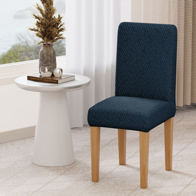 lukzer Jacquard 1 Seater Chair Plain Cover(Pack of 1 Pastel Marine Blue Grid Maze)